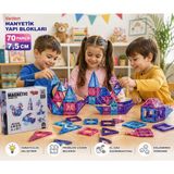 Vardem Manyetik Yapı Blokları 70 Parça 7,5 cm | Eğitici Zeka Geliştirici Çocuk Oyuncağı