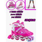 Vardem ~MonsterÇocuk~ Işıklı Ayarlanabilir (Alıştırma ve Sıralı) Paten Çocuk Outdoor Bahçe Oyunları - Pembe - 34 - 37