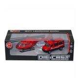 Vardem Oyuncak XFD1077 Kutulu Çek Bırak Die-Cast Minibüs ve Helikopter
