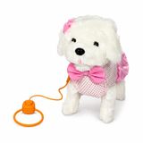 Vardem Peluş Tasmalı Yürüyen Köpek Oyuncak, Pembe Fiyonklu Sevimli Peluş Köpek, Hareketli Evcil Hayvan Oyuncağı, Çocuklar İçin Rol Yapma ve Bakım Oyunu PFT-B025