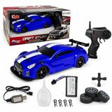 VARDEM Uzaktan Kumandalı Full Fonksiyon 2.4G Şarjlı 1:16 4x4 Drift Araba, Işıklı ve Buharlı RC Drift Stunt Yarış Arabası, Yedek Drift Lastikli, USB Şarj Kablolu Oyuncak Araba - Mavi HB-SC16A02
