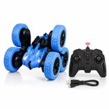 VARDEM Uzaktan Kumandalı Full Fonksiyon Şarjlı 2.4 GHz 6 Teker Akrobat Araba, Çift Taraflı Sürüşlü Işıklı Stunt Car, Takla Atan Kumandalı Oyuncak Araç HG6-03 (MAVİ)