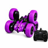 VARDEM Uzaktan Kumandalı Full Fonksiyon Şarjlı 2.4 GHz 6 Teker Akrobat Araba, Çift Taraflı Sürüşlü Işıklı Stunt Car, Takla Atan Kumandalı Oyuncak Araç HG6-03 (MOR)