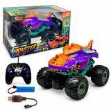 VARDEM Uzaktan Kumandalı Full Fonksiyon Şarjlı Monster Canavar Araba, Off-Road Büyük Tekerlekli RC Araç, USB Şarj Kablolu, Kumandalı Canavar Jeep Oyuncak - JY-1009-JY-1010 (TURUNCU MOR)