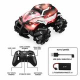 VARDEM Uzaktan Kumandalı Oyuncak Stunt Araba, 360° Dönebilen Işıklı Akrobatik 4 Çeker Yönlü Şarjlı RC 2.4GHz Kumandalı Off Road Oyuncak Araç SYR-666-842CA-3-4-5-6-7CA (KIRMIZI NEON)