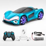 VARDEM Uzaktan Kumandalı Spor Araba, 2.4G Şarjlı Işıklı ve Müzikli RC Araç, Şarj İstasyonlu Full Fonksiyon Kumandalı Oyuncak Araba, Çocuklar İçin Sportif Yarış Arabası JIN-2990 (mavi)