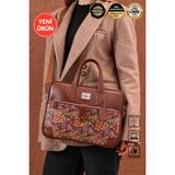 Vardo [ Isim Yazılabilir ] Apollonia '' 13-14 Inç Premium Tasarım Laptop ve Evrak Çantası - Taba Naturel