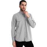 Varetta Erkek Açık Gri Çift Cepli Likralı Lewis Model Gabardin Kumaş Kot Gömlek - XL - Gri - Gümüş