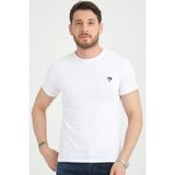 Varetta Erkek Beyaz Bisiklet Yaka Pamuklu Kısa Kollu T Shirt - 7XL - İnci Beyazı