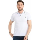 Varetta Erkek Beyaz Polo Yaka Biyeli Yazlık Pamuklu Kısa Kollu T Shirt - 4XL