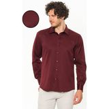 Varetta Erkek Bordo Dar Kesim Slim Fit Düz Uzun Kol Gömlek - XL