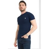 Varetta Erkek Koyu Lacivert Bisiklet Yaka Likralı Pamuklu Kısa Kollu T Shirt - 4XL