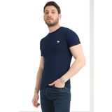 Varetta Erkek Koyu Lacivert Bisiklet Yaka Likralı Pamuklu Kısa Kollu T shirt