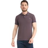 Varetta Erkek Küllü Mor Polo Yaka Yazlık Pamuklu Kısa Kollu T Shirt - Kül - Mor - 3XL