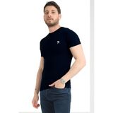 Varetta Erkek Kuzguni Siyah Bisiklet Yaka Likralı Pamuklu Kısa Kollu T Shirt - 2XL - Silver Black