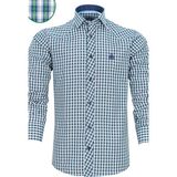 Varetta Erkek Lacivert-Yeşil Slim Fit Kareli Uzun Kollu Gömlek - 09L-Lacivert