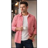 Varetta Erkek Pembe Gömlek Kaliteli Pamuk Şambre Geniş Kesim Uzun Kollu - XL - 12E-Pembe