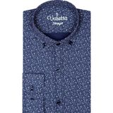 Varetta Erkek Slim Fit Lacivert Desenli Koldan Katlamalı Erkek Gömlek