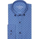 Varetta Erkek Slim Fit Mavi Desenli Koldan Katlamalı Erkek Gömlek