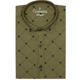 Varetta Erkek Slim Fit Yeşil Desenli Koldan Katlamalı Erkek Gömlek