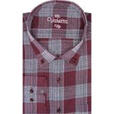 Varetta Erkek Uzun Kollu Kareli Gömlek Bordo Klasik Kesim %67 Pamuk %33 Polyester - 3XL