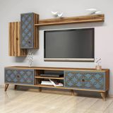 Variant Mobilya Class Duvar Rafli Tv Unitesi - Ceviz / Mavi