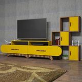 Variant Mobilya Flora Duvar Rafli Tv Unitesi - Ceviz / Sari