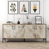 Variant Mobilya Kiev Konsol Ceviz Beyaz Mermer - 78 x 180 x 35 cm - Ceviz - Beyaz