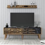 Variant Mobilya Valensiya 140CM Tv Ünitesi - Ceviz / Siyah Mermer - Siyah - Mermer Desen