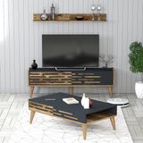 Variant Mobilya Valensiya 140CM Tv Ünitesi ve Orta Sehpa Takımı - Ceviz / Antrasit