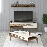 Variant Mobilya Valensiya 140CM Tv Ünitesi ve Orta Sehpa Takımı - Ceviz / Krem - Ceviz - Ekru