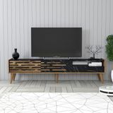 Variant Mobilya Valensiya Alt Tv Ünitesi - Ceviz / Siyah Mermer - Siyah - Mermer Desen