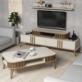 Variant Mobilya Variant Eylül Krem Renkli Modern Tasarım TV Ünitesi ve Orta Sehpa Takımı Suntalam Malzeme 168 cm