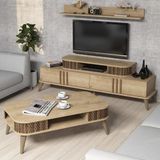 Variant Mobilya Variant Eylül Modern Tasarımlı Tv Ünitesi Ve Orta Sehpa Takımı - Meşe Suntalam Malzeme 168x51x39 cm