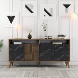 Variant Mobilya Variant Milan 160CM Konsol - Ceviz / Siyah Mermer - 78 x 160 x 35 cm - Kahverengi