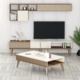 Variant Mobilya Variant Milan Ceviz / Krem Modern Tasarımlı TV Ünitesi ve Orta Sehpa Takımı Suntalam Malzeme 180 cm