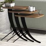 Variant Mobilya Variant Pion Metal Ayaklı Zigon Sehpa Ceviz Renkli 3'lü Set Şık Tasarım ve Uzun Ömürlü Malzeme