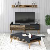 Variant Valensiya 140cm Tv Ünitesi Ve Orta Sehpa Takimi - Ceviz / Antrasit Antrasit