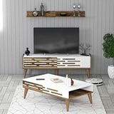 Variant Valensiya 140cm Tv Ünitesi Ve Orta Sehpa Takimi - Ceviz / Beyaz Çok Renkli