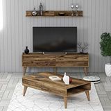 Variant Valensiya 140cm Tv Ünitesi Ve Orta Sehpa Takimi - Ceviz / Ceviz Ceviz
