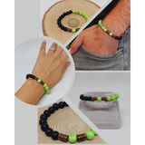 Varisit Açık Yeşil & Oniks Taşı 8mm Unisex Tasarım Bileklik Hawaii Model (15460)