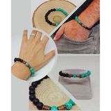 Varisit Turkuaz & Oniks Taşı 8mm Unisex Tasarım Bileklik Hawaii Model (15465)