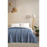 Varol 5 Katlı %100 Pamuk Müslin Yatak Örtüsü – 230X240 cm - Lacivert - 230 x 240 cm