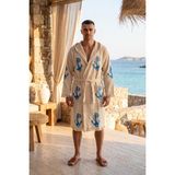 Varol Organik %100 Pamuk Kapşonlu Sabahlık Bornoz Plaj Elbisesi - Çapa - S/m - S - M - Bej