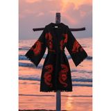 Varol Organik %100 Pamuk Kimono Yaka Sabalık Bornoz - Viserion - L - XL - Kırmızı