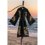 Varol Organik %100 Pamuk Kimono Yaka Sabalık Bornoz - Viserion - L - XL - Sarı