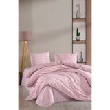 Varol Stripe Saten (KİNG SİZE) Nevresim Takım - Pudra - 220 x 240 cm