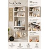 VAROLİN TERA Premium Yapışkanlı Duvar Rafı Organizer Çekmeceli Banyo Mutfak Rafı Delmesiz Havluluk Şampuanlık