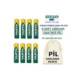 Varta 1000mah Ni-mh Ready To Use Aaa Şarjlı Ince Kalem Pil 8 ADET+Pil Saklama Kesesi