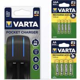 Varta 2’li Şarj Cihazı 800 Mah Aaa Ince Şarjlı Pil 2100 Mah Aa Kalem Şarjlı Pil
